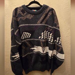 Vintage Abstract Chunky Knit Sweater | Oversized | Made in Korea